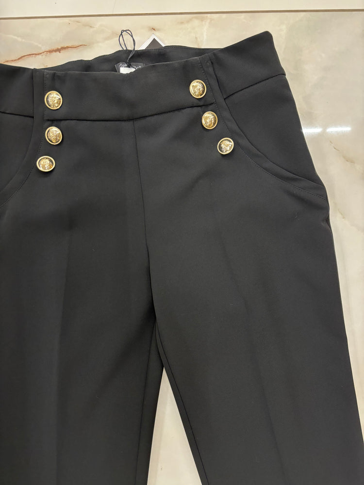 PANTALONE NERO CON BOTTONI ORO - TG 48