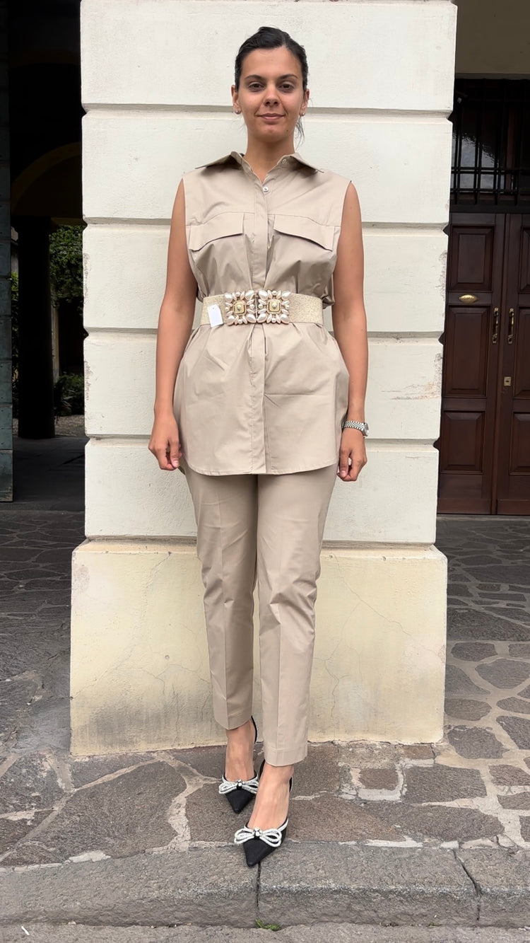 HAVEONE - PANTALONE SIGARETT - BEIGE