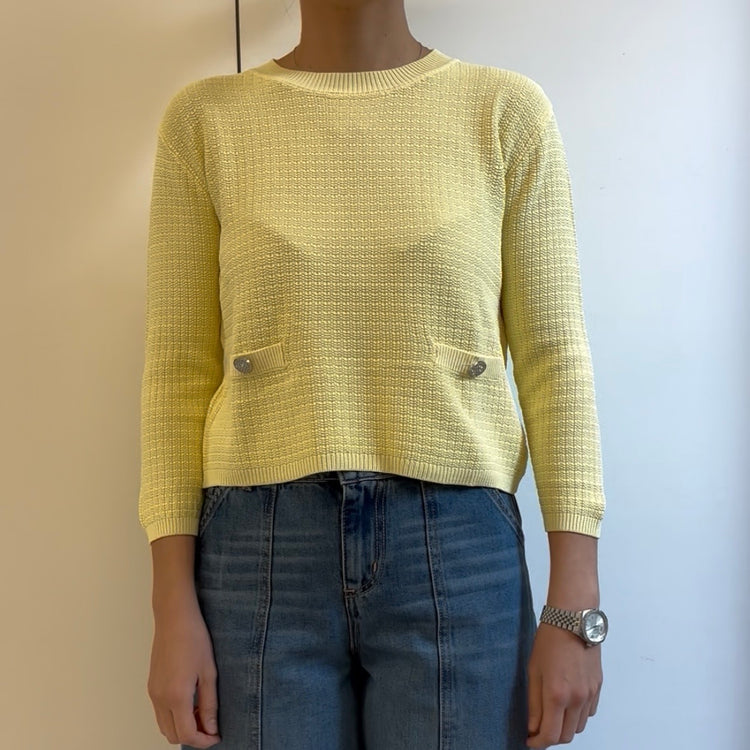 SUSY MIX - MAGLIA BOTTONI STRASS - GIALLO