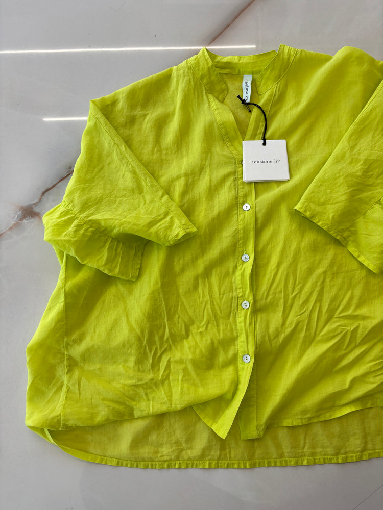 TENSIONE IN - CAMICIA IN MUSSOLA DI COTONE - GIALLO LIME