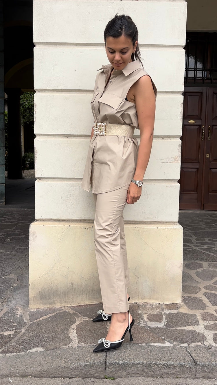 HAVEONE - PANTALONE SIGARETT - BEIGE