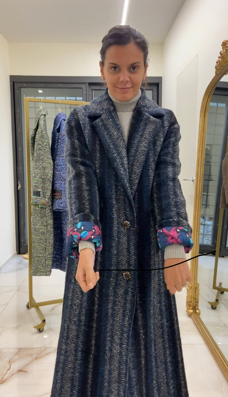WU SIDE - CAPPOTTO RIGHE - NERO