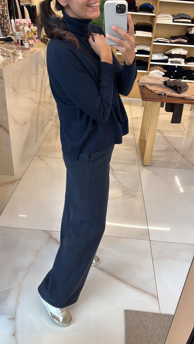 DANIEL & MAYER - PANTALONE A PALAZZO PUNTINATO - BLU