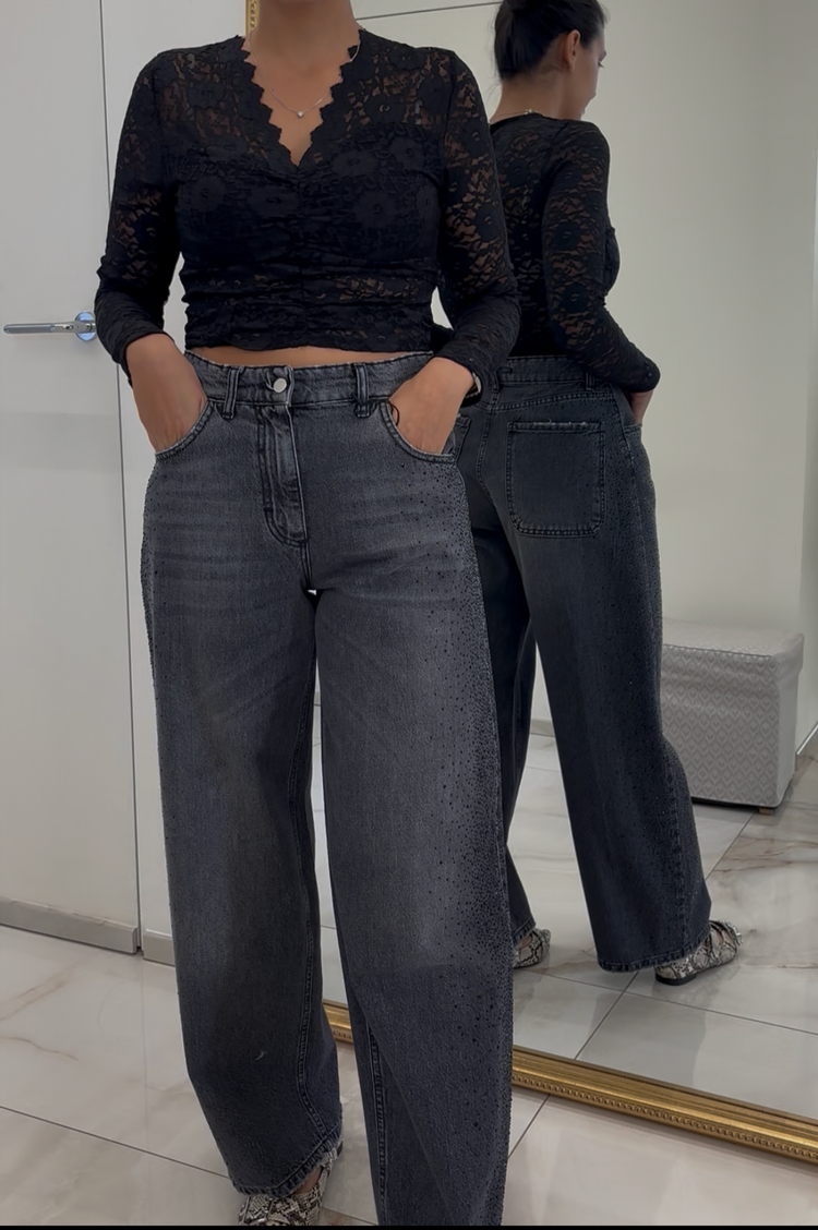 PHILIP - JEANS NERO DIAMANTINI