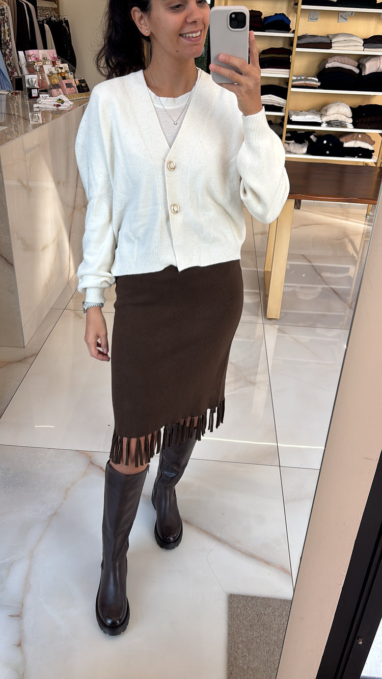 SUSY MIX - CARDIGAN CROP - MICRO PAILLETTES - LATTE