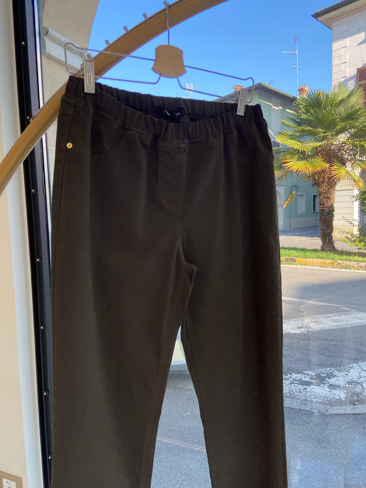 OLTRETEMPO - JEANS CON ELASTICO IN VITA - VERDE MILITARE