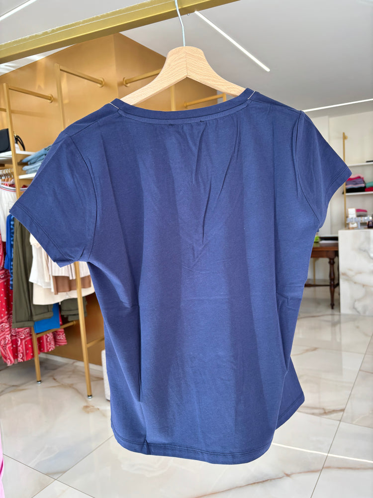 DANIEL & MAYER - T SHIRT - SCOLLO A V - BLU