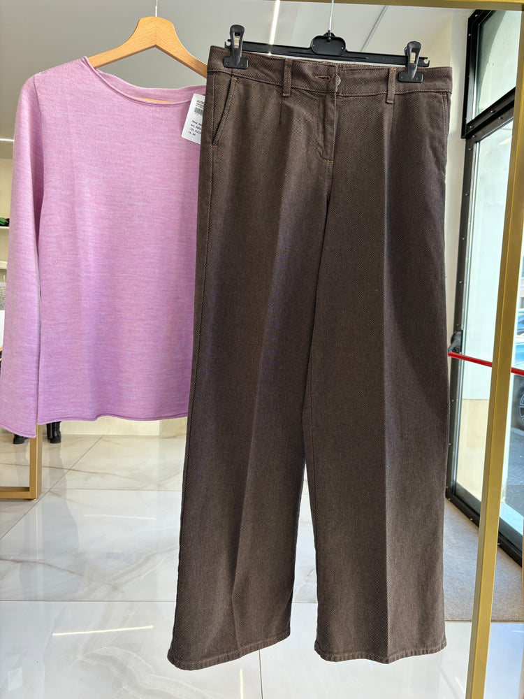 DANIEL & MAYER - PANTALONE A PALAZZO PUNTINATO - MARRONE