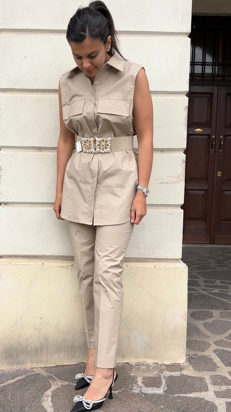 HAVEONE - PANTALONE SIGARETT - BEIGE