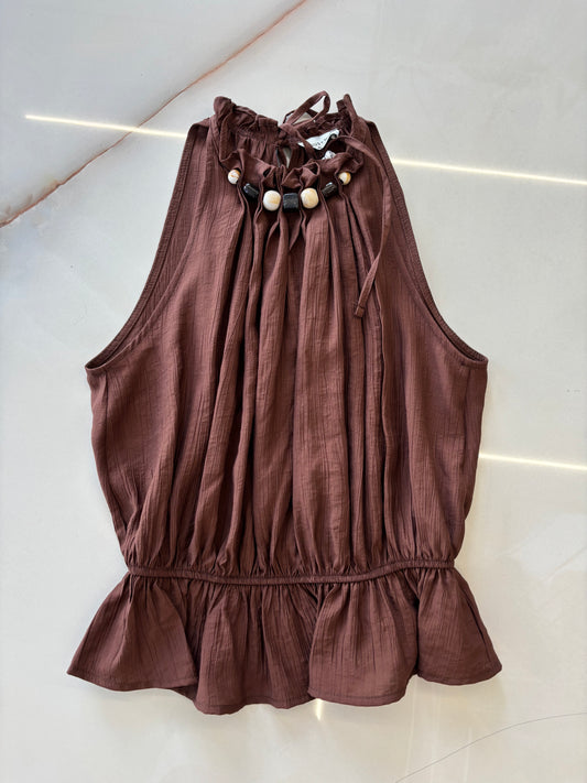 SUSY MIX - CANOTTA CON ACCESSORIO COLLANA - MORO