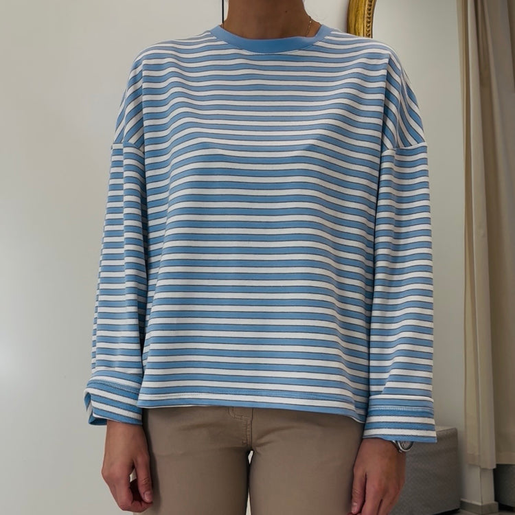 TENSIONE IN - FELPA RIGATA - AZZURRA