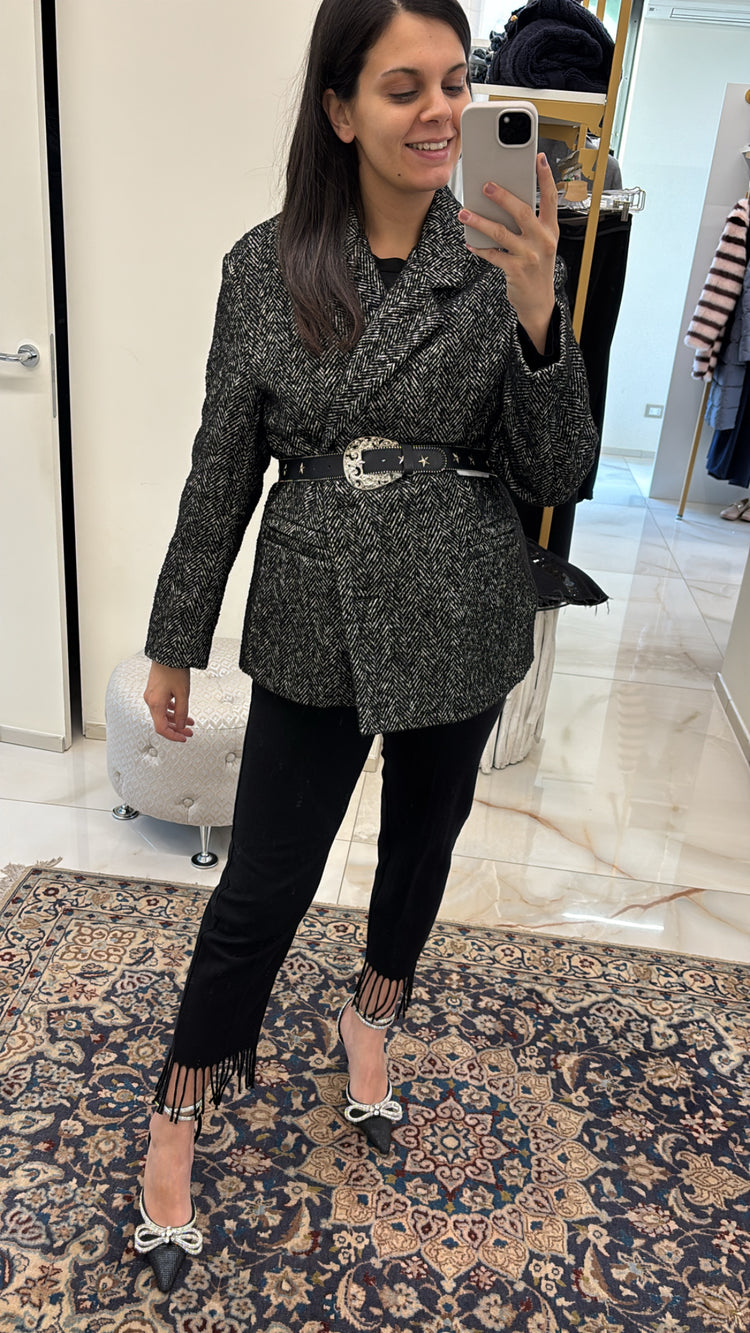 SOUVENIR ⭐ - PANTALONE CON FRANGE - NERO