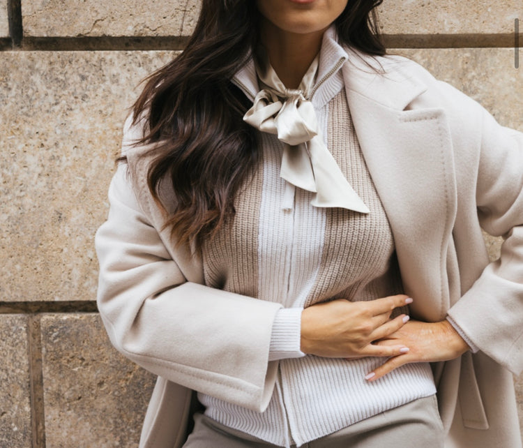 DANIEL & MAYER - CAMICIA IN SETA - BEIGE CON FIOCCO