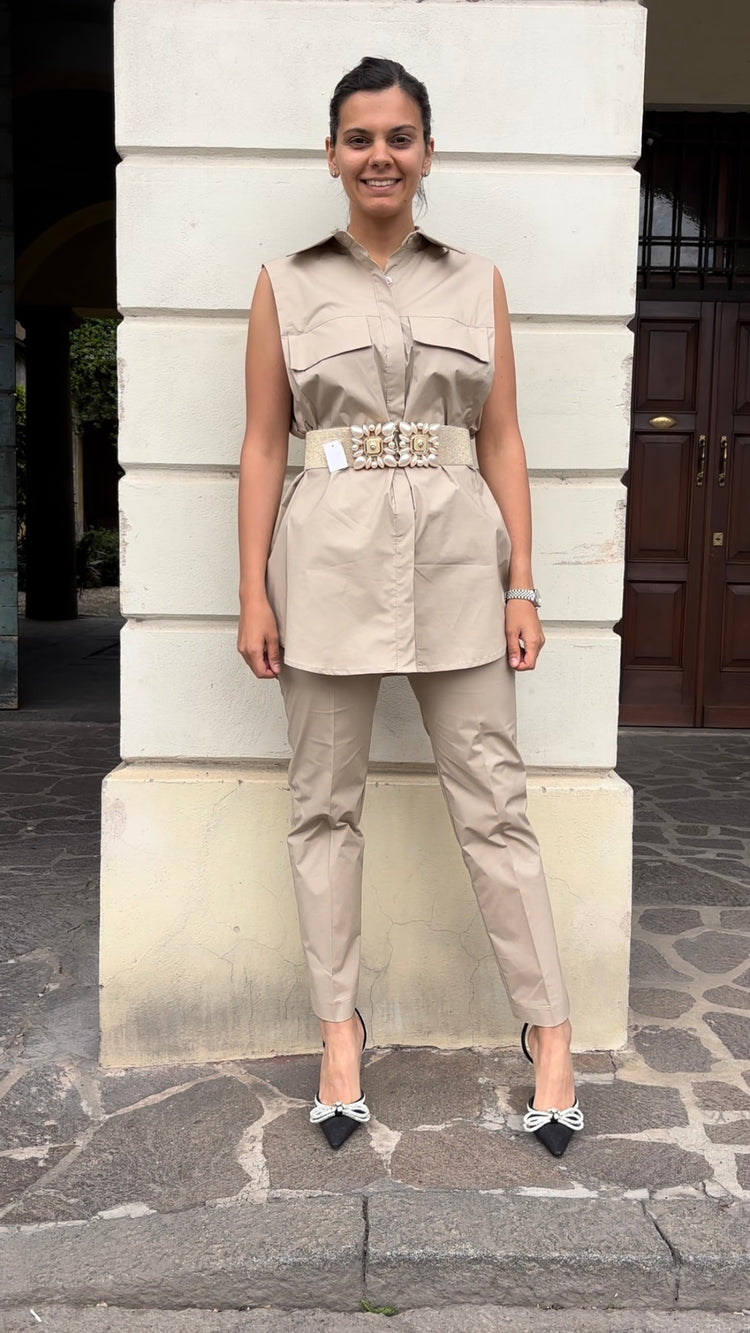HAVEONE - PANTALONE SIGARETT - BEIGE