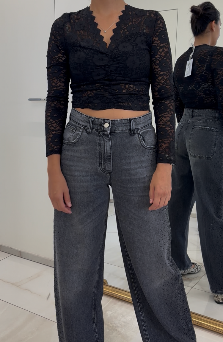 PHILIP - JEANS NERO DIAMANTINI