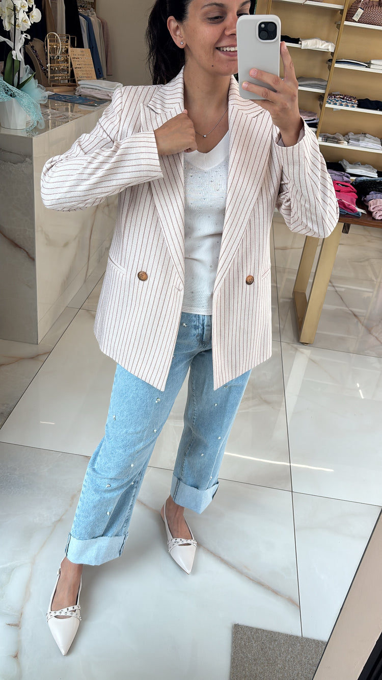 HAVEONE - JEANS MANDY CON APPLICAZIONE - CHIARO