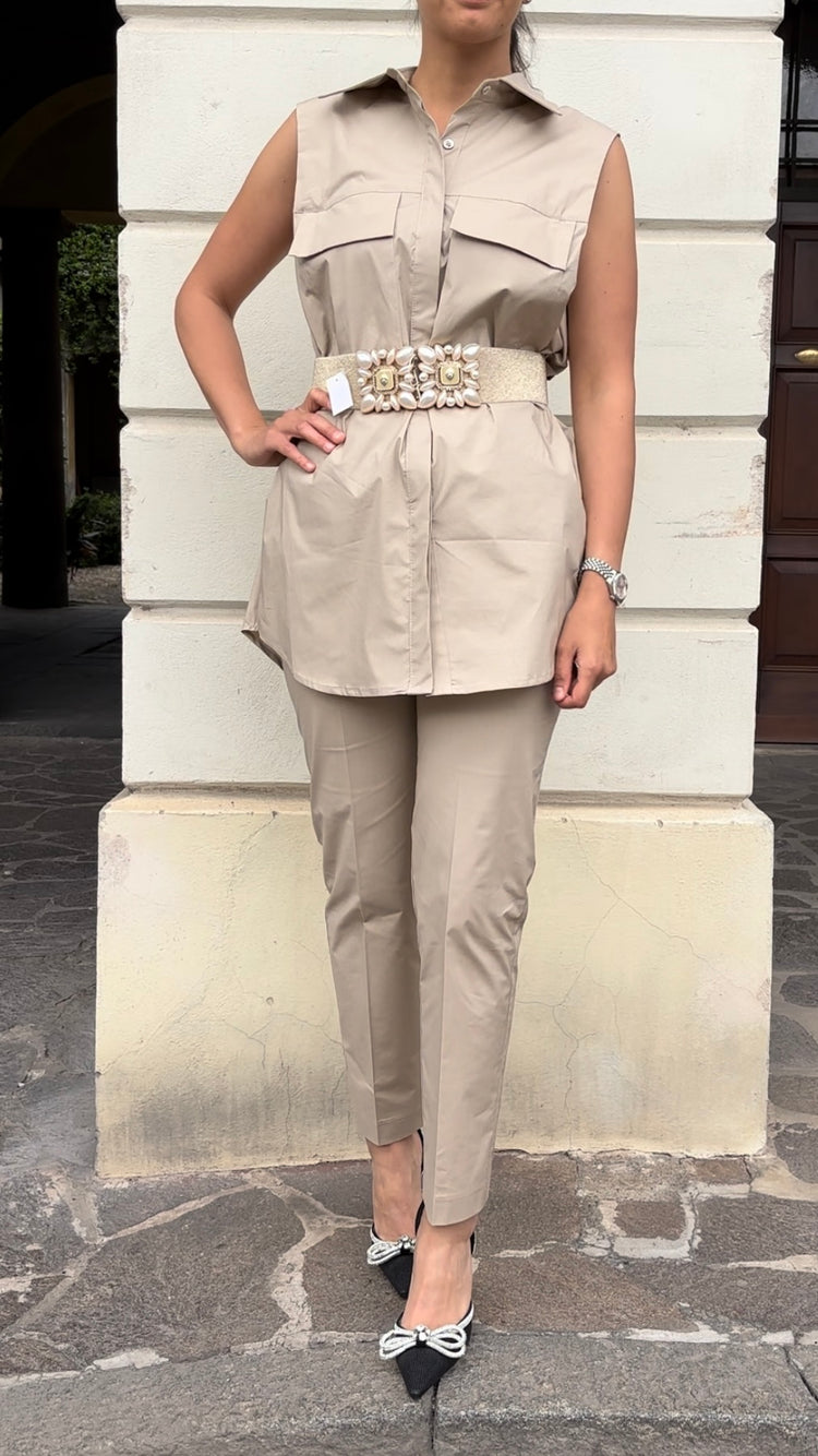HAVEONE - PANTALONE SIGARETT - BEIGE
