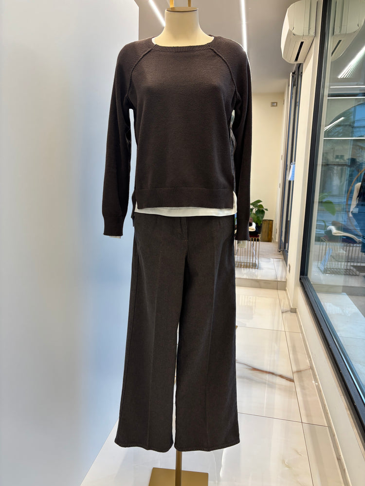 DANIEL & MAYER - PANTALONE A PALAZZO PUNTINATO - MARRONE