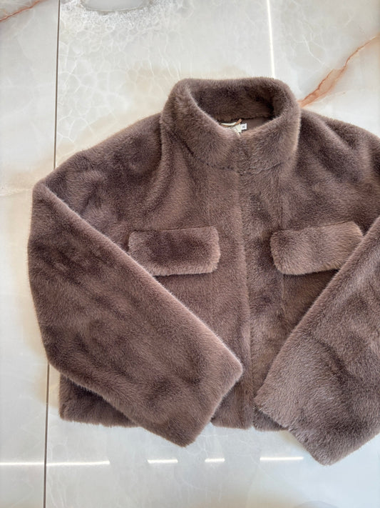 SUSY MIX - GIACCA ZIP CON PELO - CARAMELLO