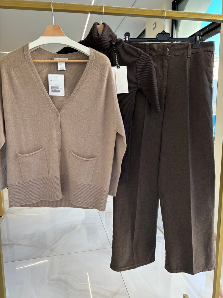 DANIEL & MAYER - PANTALONE A PALAZZO PUNTINATO - MARRONE