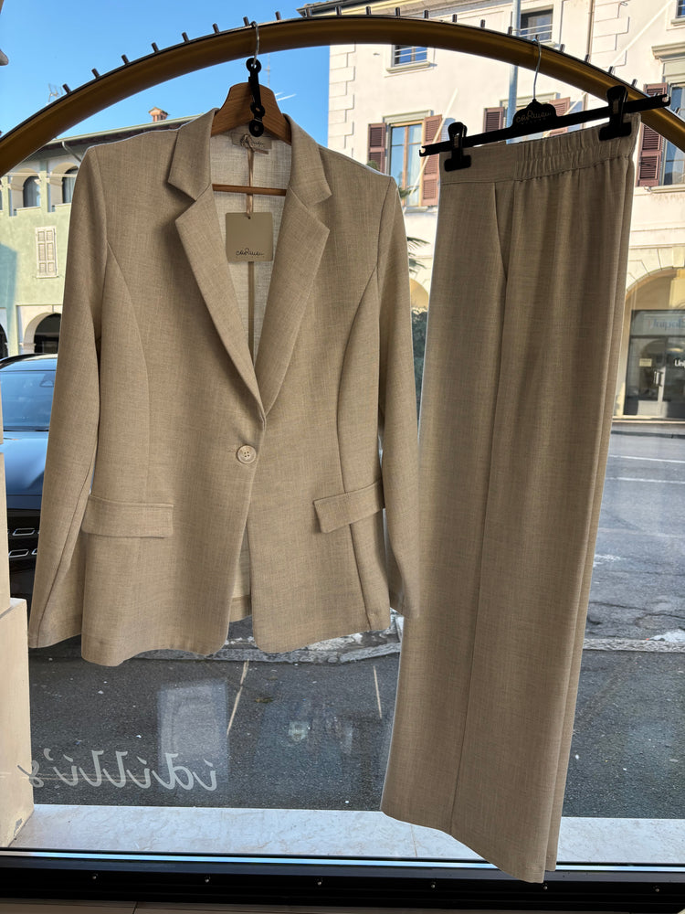 CARMEN - TAILLEUR TRAMA - PANTALONE PANNA