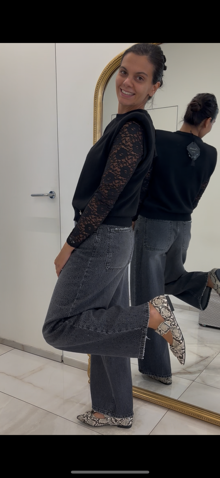 PHILIP - JEANS NERO DIAMANTINI