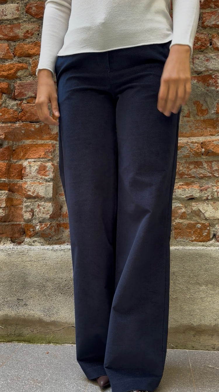 DANIEL & MAYER - PANTALONE IN TESSUTO MISTO VELLUTO - BLU