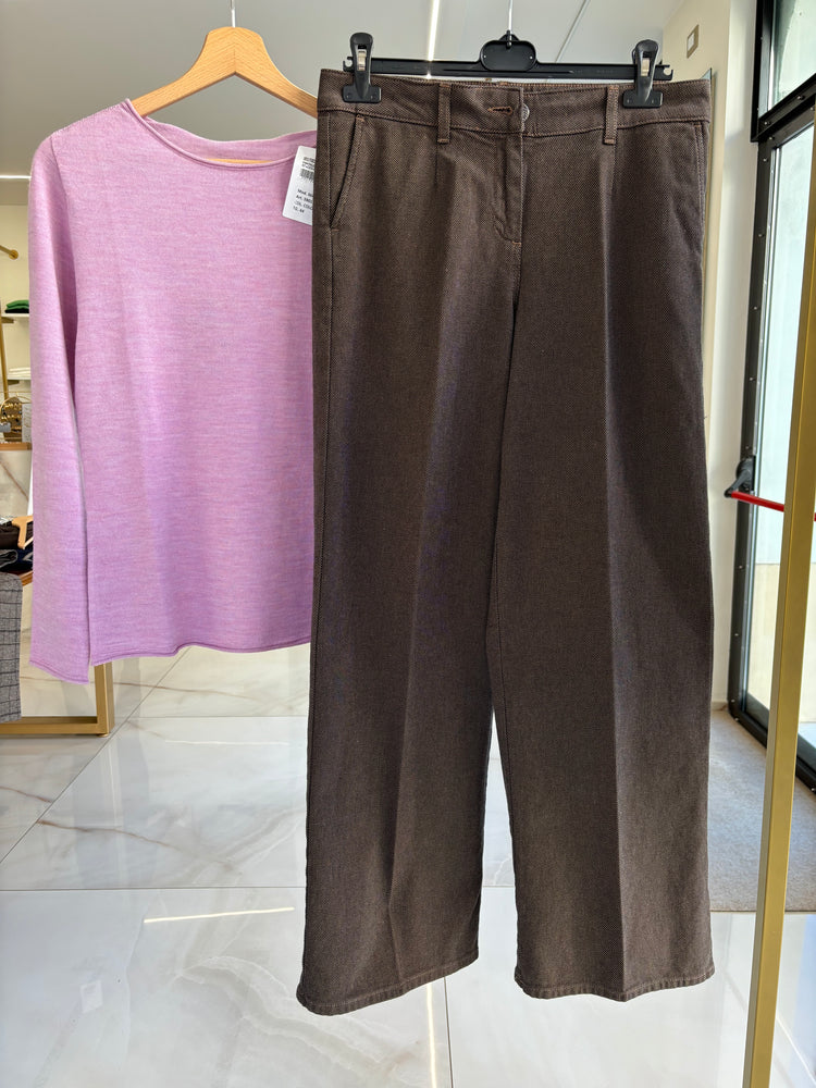 DANIEL & MAYER - PANTALONE A PALAZZO PUNTINATO - MARRONE