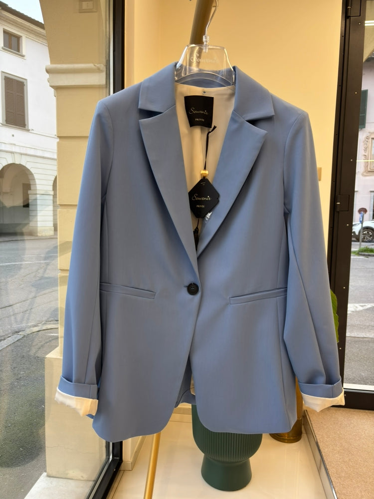 SOUVENIR - GIACCA REGINA MONOPETTO - CELESTE