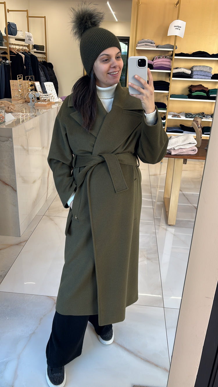 SOUVENIR - CAPPOTTO CON CINTURA - VERDE