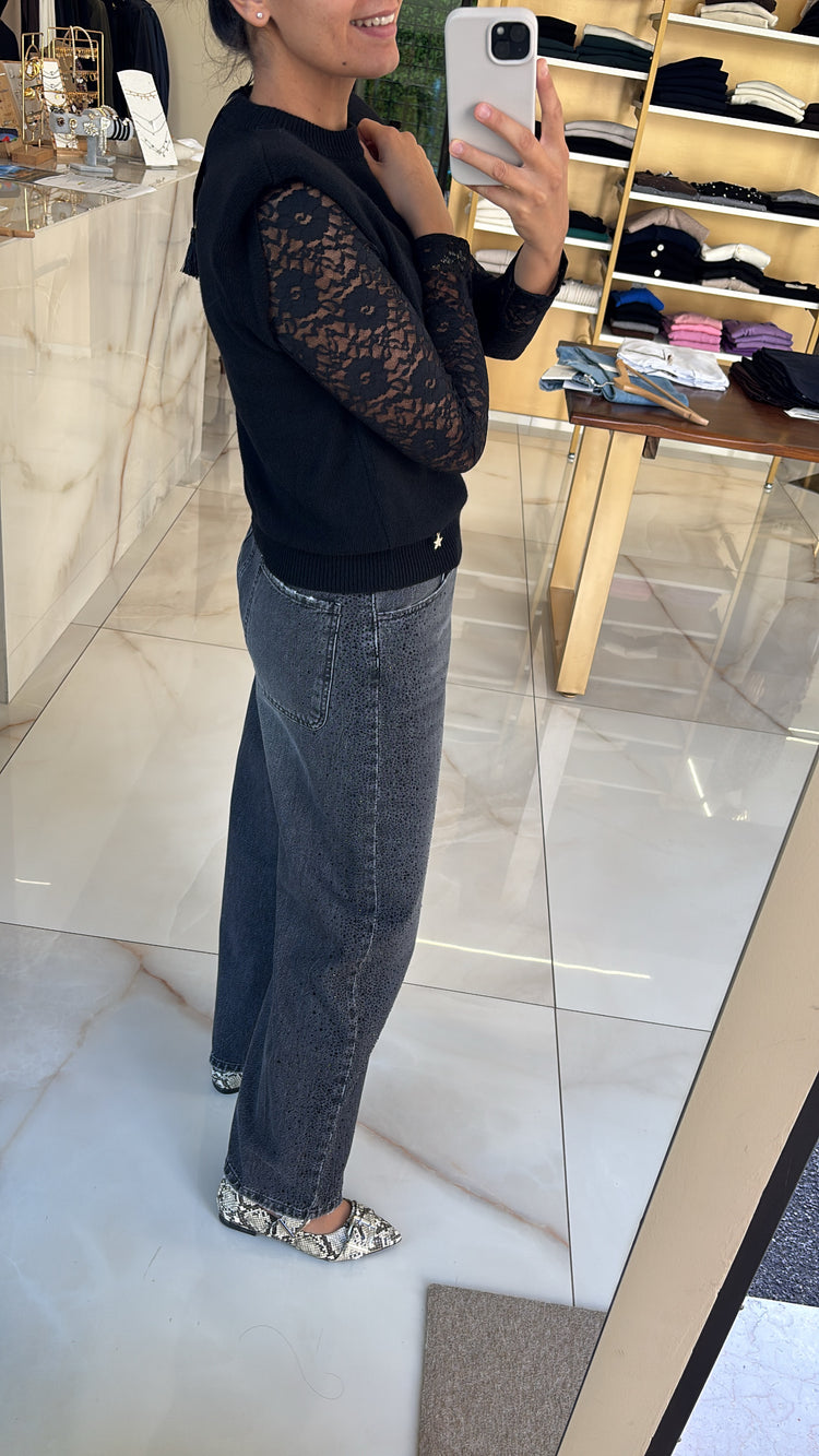 PHILIP - JEANS NERO DIAMANTINI