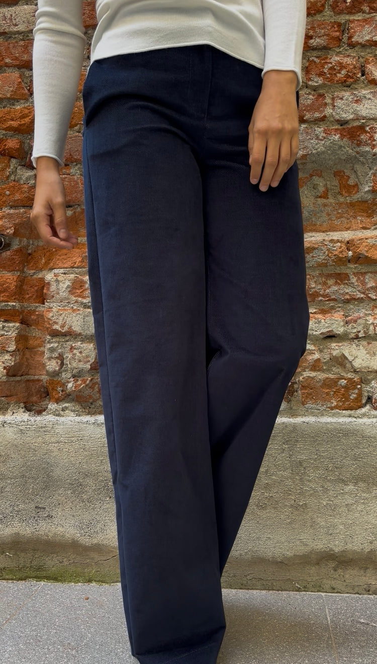 DANIEL & MAYER - PANTALONE IN TESSUTO MISTO VELLUTO - BLU