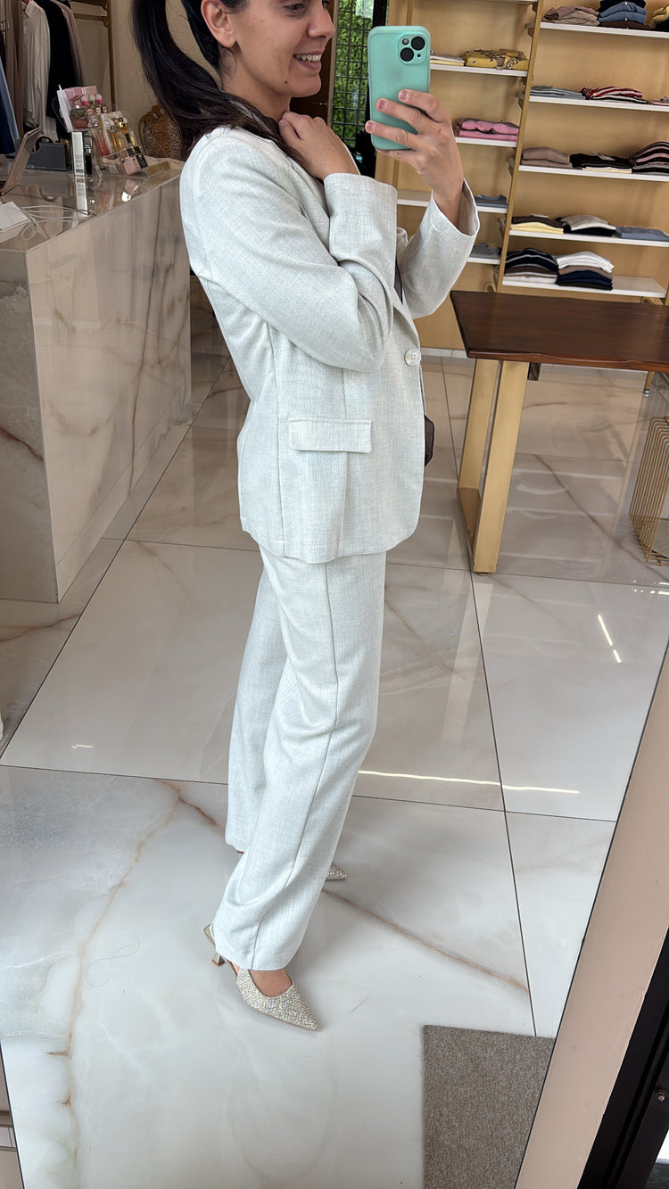 CARMEN - TAILLEUR TRAMA - PANTALONE PANNA