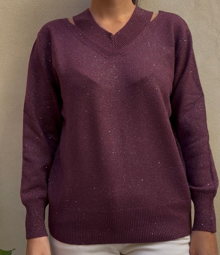 SUSY MIX - MAGLIA CUT OUT - VINO