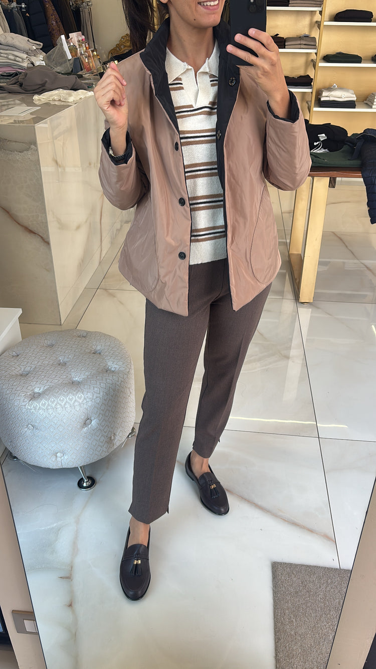 SUSY MIX - POLO IN MAGLIA A RIGHE - PANNA