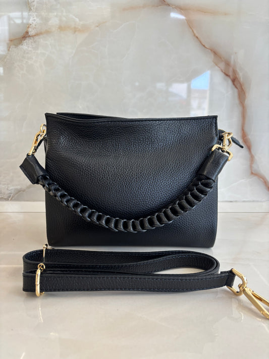 BORSA HOBO PICCOLA MANICO INTRECCIATO - NERA