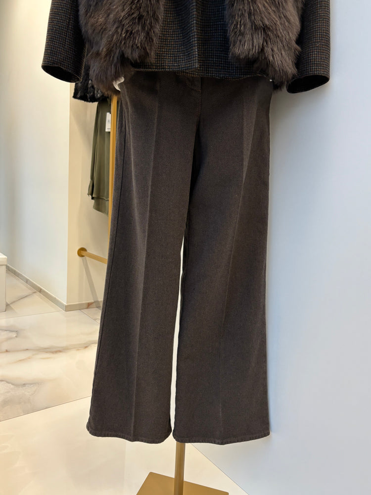 DANIEL & MAYER - PANTALONE A PALAZZO PUNTINATO - MARRONE