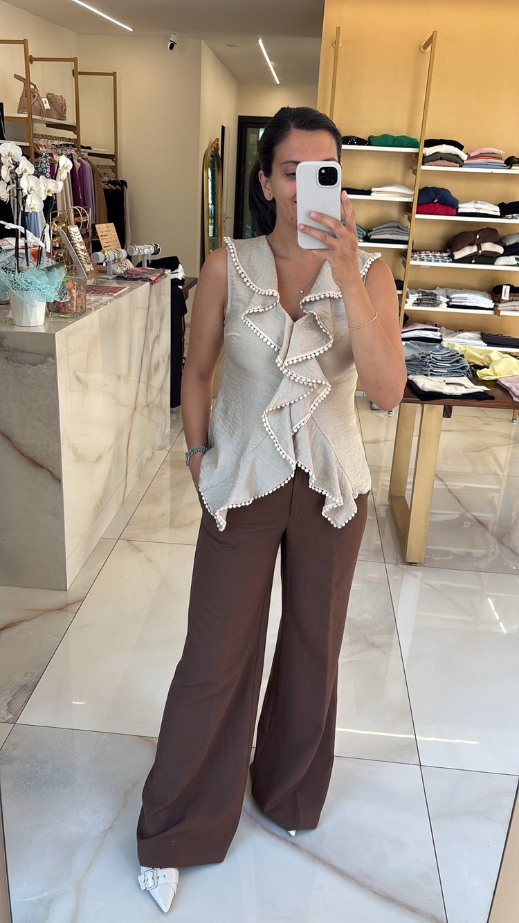 SOUVENIR - BLUSA IN LINO - TAUPE