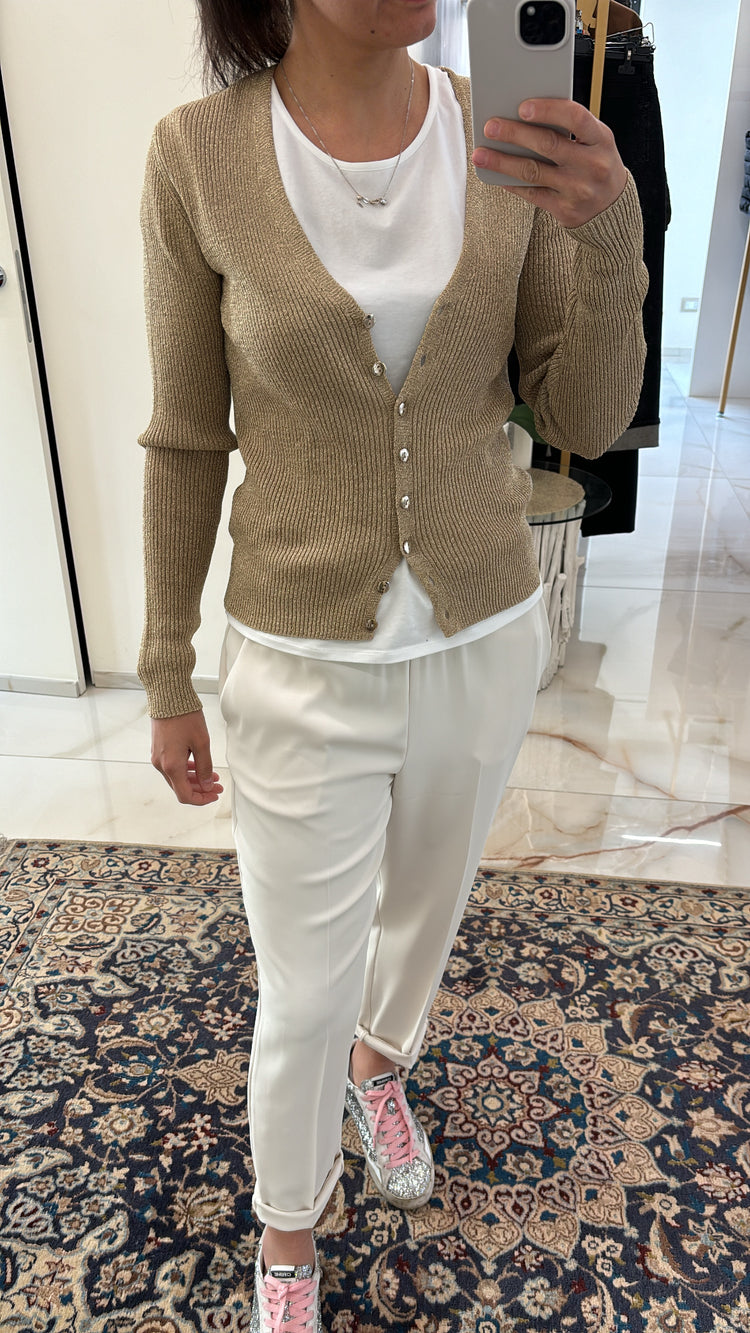 SADEY WITH LOVE - CARDIGAN LUREX - BRONZO