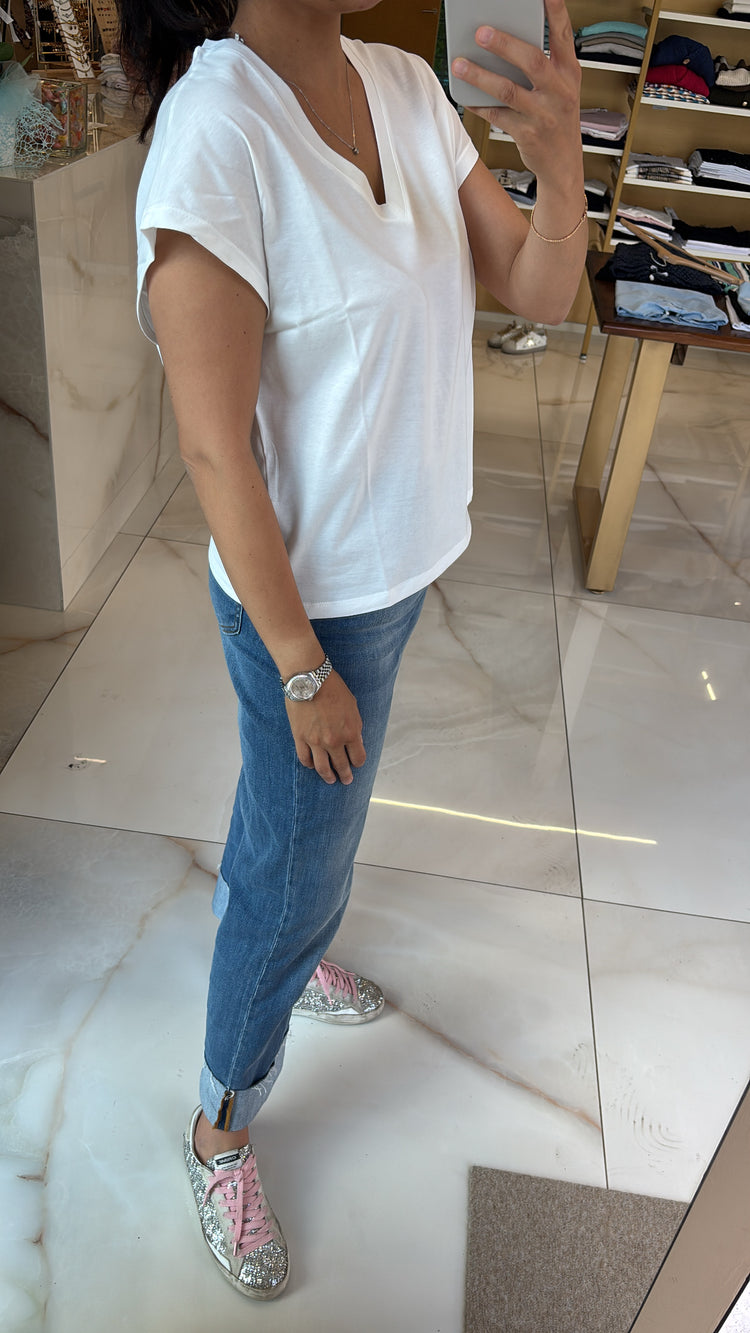 SUSY MIX - T SHIRT scollo v - BIANCA