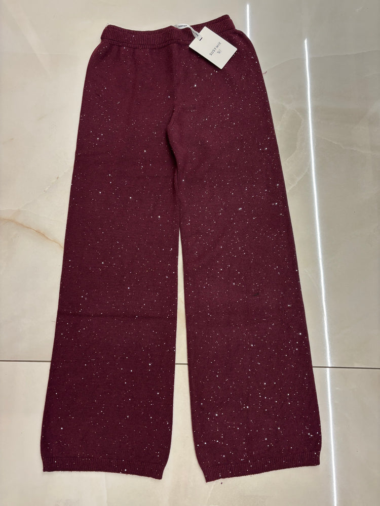 SUSY MIX - PANTALONE PALAZZA CON MICROPAILLETTES - VINO
