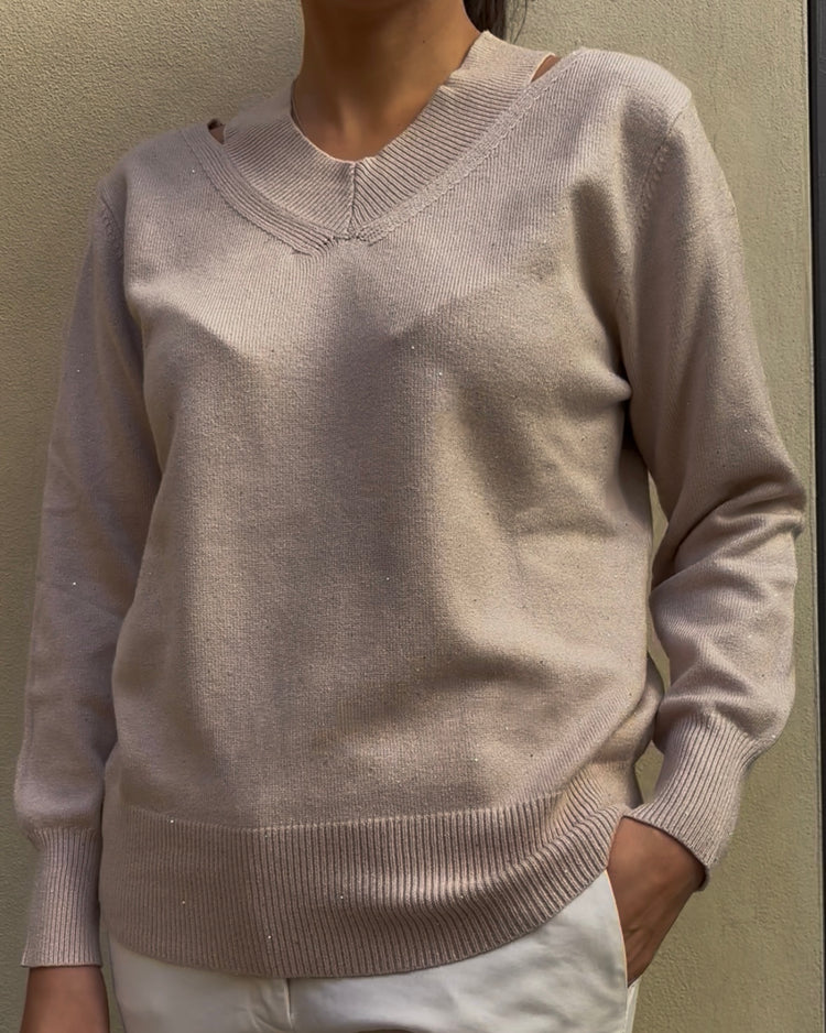 SUSY MIX - MAGLIA CUT OUT - BEIGE
