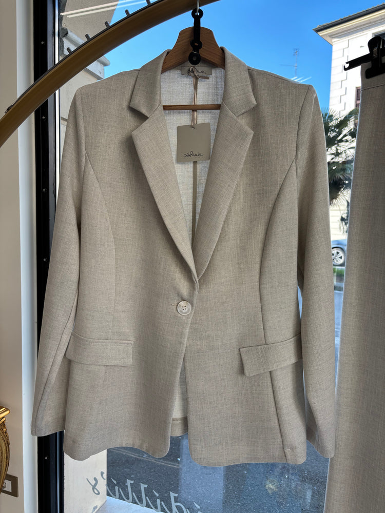CARMEN - TAILLEUR TRAMA - PANTALONE PANNA