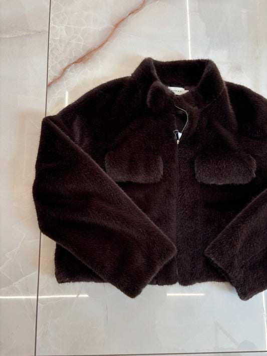 SUSY MIX - GIACCA ZIP CON PELO - MORO
