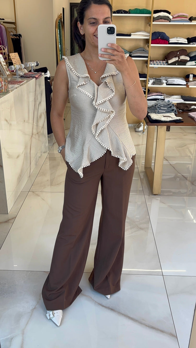 SOUVENIR - BLUSA IN LINO - TAUPE