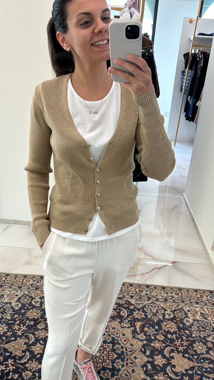 SADEY WITH LOVE - CARDIGAN LUREX - BRONZO