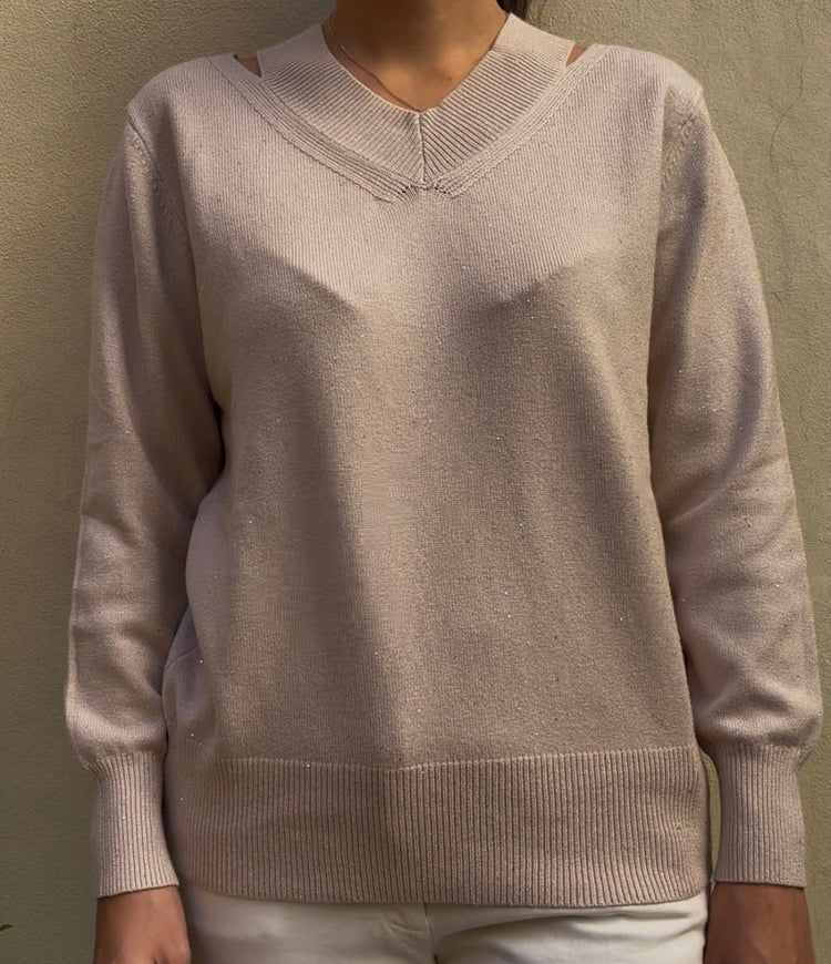 SUSY MIX - MAGLIA CUT OUT - BEIGE