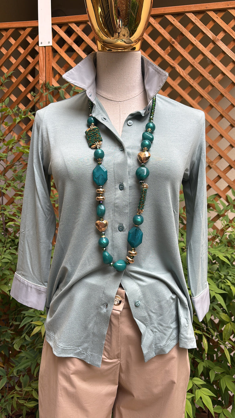 DANIEL E MAYER - CAMICIA IN MAGLIA - VERDE ACQUA