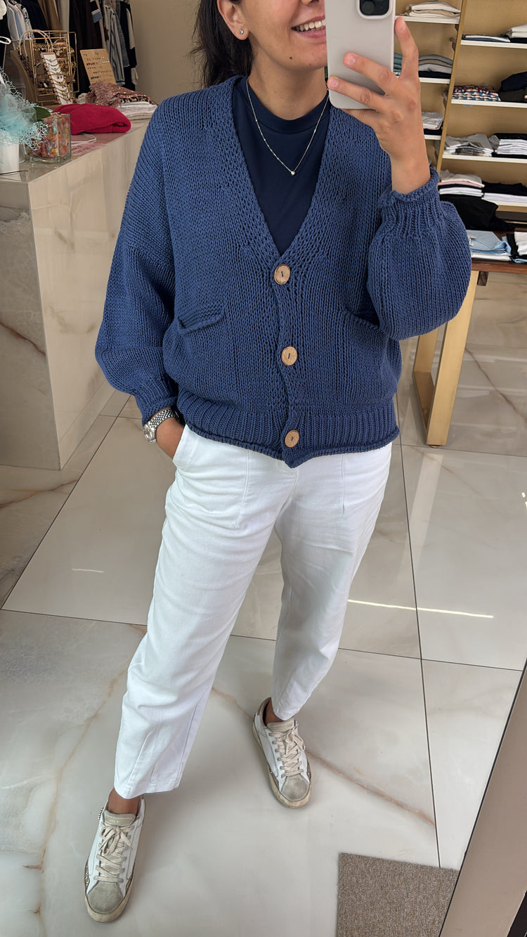HAVEONE - CARDIGAN A TRE BOTTONI - BLU