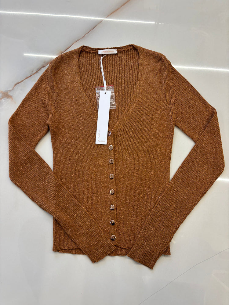 SADEY WITH LOVE - CARDIGAN LUREX - BRONZO